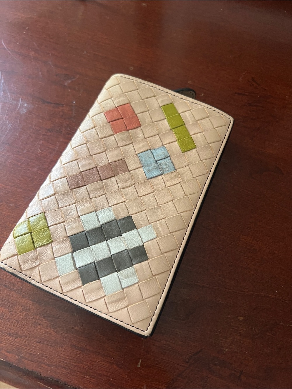 Bottega Veneta Beige Intrecciato Multi-Color Woven Wallet